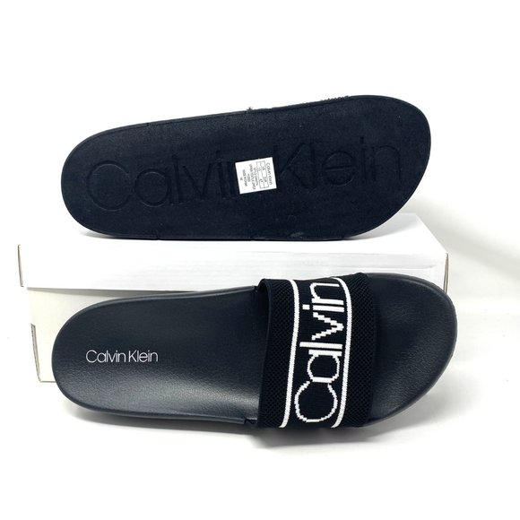 Calvin Klein Mens Sandal Slides CK Avyn Black Multi Texture Water Resistant Logo - Picture 3 of 8
